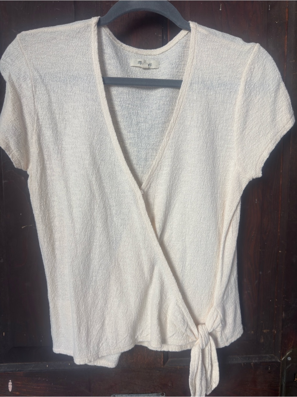 Madewell Cream Tie-Front Wrap Top